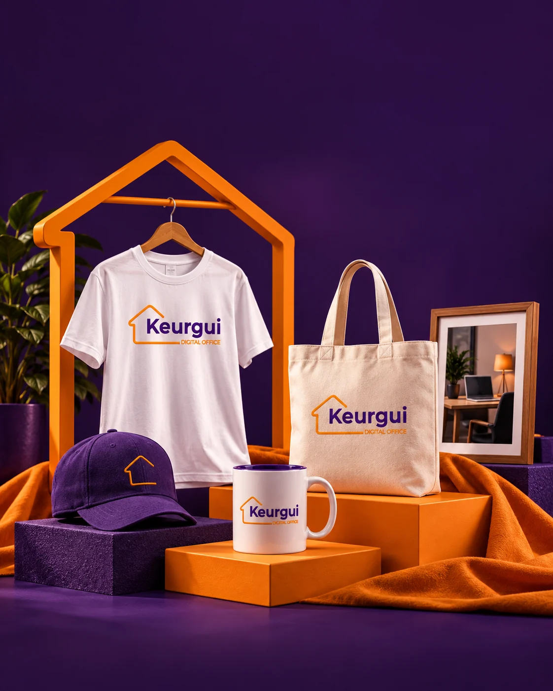 T-shirt, casquette, tote bag, mug et cadre dans les couleurs KDO
